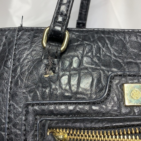 NICOLE By Nicole Miller Black Faux Debossed Leather Tote with Magnetic Snap - Picture 3 of 12